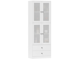 Armário De Cozinha Com Gavetas E Portas De Vidro, Superfície Em Melamina, Branco Btforus
