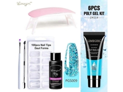 Kit de Unhas Gel Poly com Lâmpada Uv 6w, Rápido Ferramentas para Manicure GOKOCO