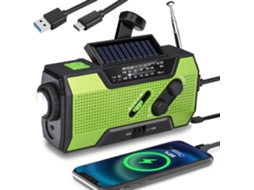 Rádio de Emergência AQUAFORGE com Manivela, AM/FM, Alerta Meteorológico, 7400mWh