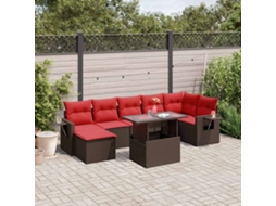 Vidaxl Conjunto De Sofá De Jardim Com 8 Peças E Almofadas Em Rattan Sintético Marrom