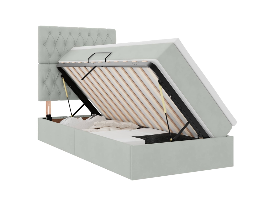 SYFAX™ Cama de Armazenamento Led com Colchão Cinzento claro