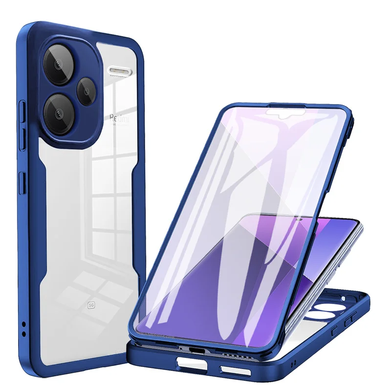 (azul, Redmi Note 12 Pro 5g) Capa Protetora De Tela 360° Full-pack, À Prova De Choque E Impressões Digitais, Proteção Total