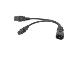 Cabo de Alimentação Iec320 C14 para C19 e C13, Cabo Divisor Y Simples Iec 320 C14 para C19 C13, 10 A, 250 V, 32 Cm CHABERLU
