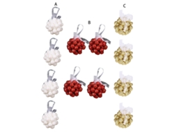 Decoração De Natal 3d 12 Peças Vermelho Ouro Branco