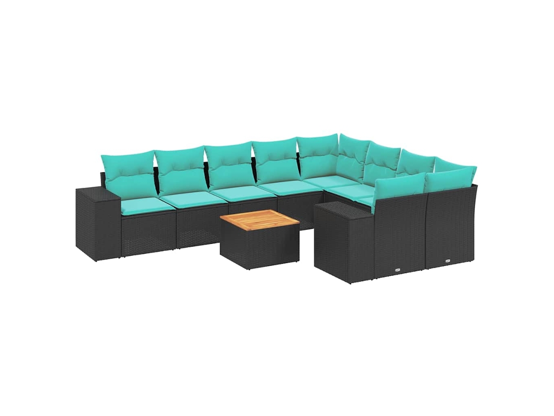 Conjunto de Sofá Jardim 3 Peças Almofadas Rattan Sintético MAISON EXCLUSIVE