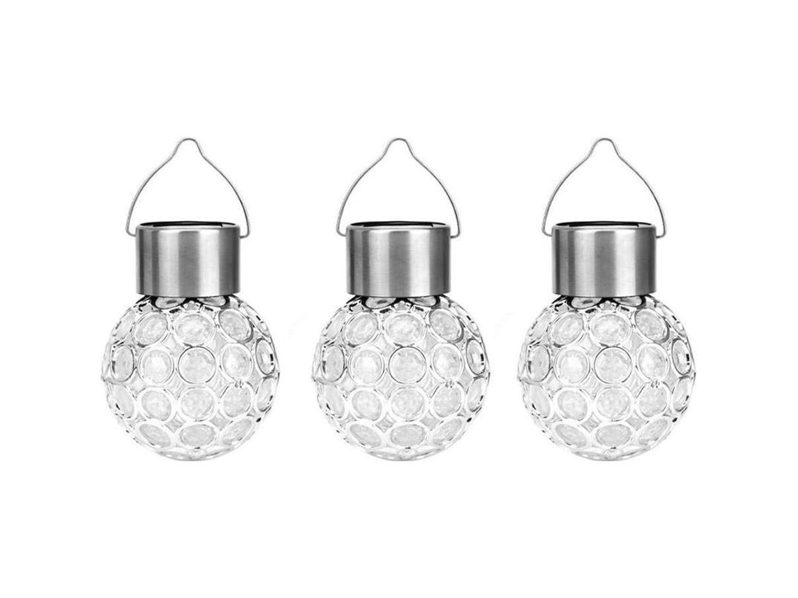 Lâmpada Solar Exterior Globo De Cristal Pendente Led Impermeável Para Jardim Luz Noturna