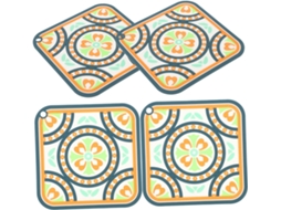 Conjunto de 4 porta copos antiderrapantes, decorativos, para bebidas AQUAFORGE