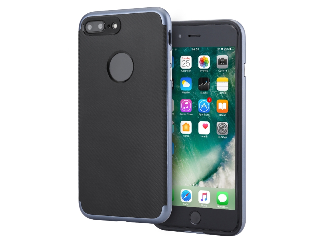 Capa para iPhone 7 EOOCOO com moldura de PC, resistente a impressões digitais e impacto, cinza