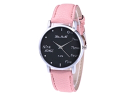 Relógio de pulso de quartzo moderno para homens e mulheres, estilo casual rosa.