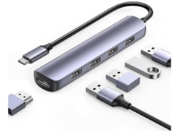 Hub De Adaptador De Vários Portas Usb C Hdmi240409-1zzy 5 Em 1 Com Tela De 4k Hdmi Cinza*