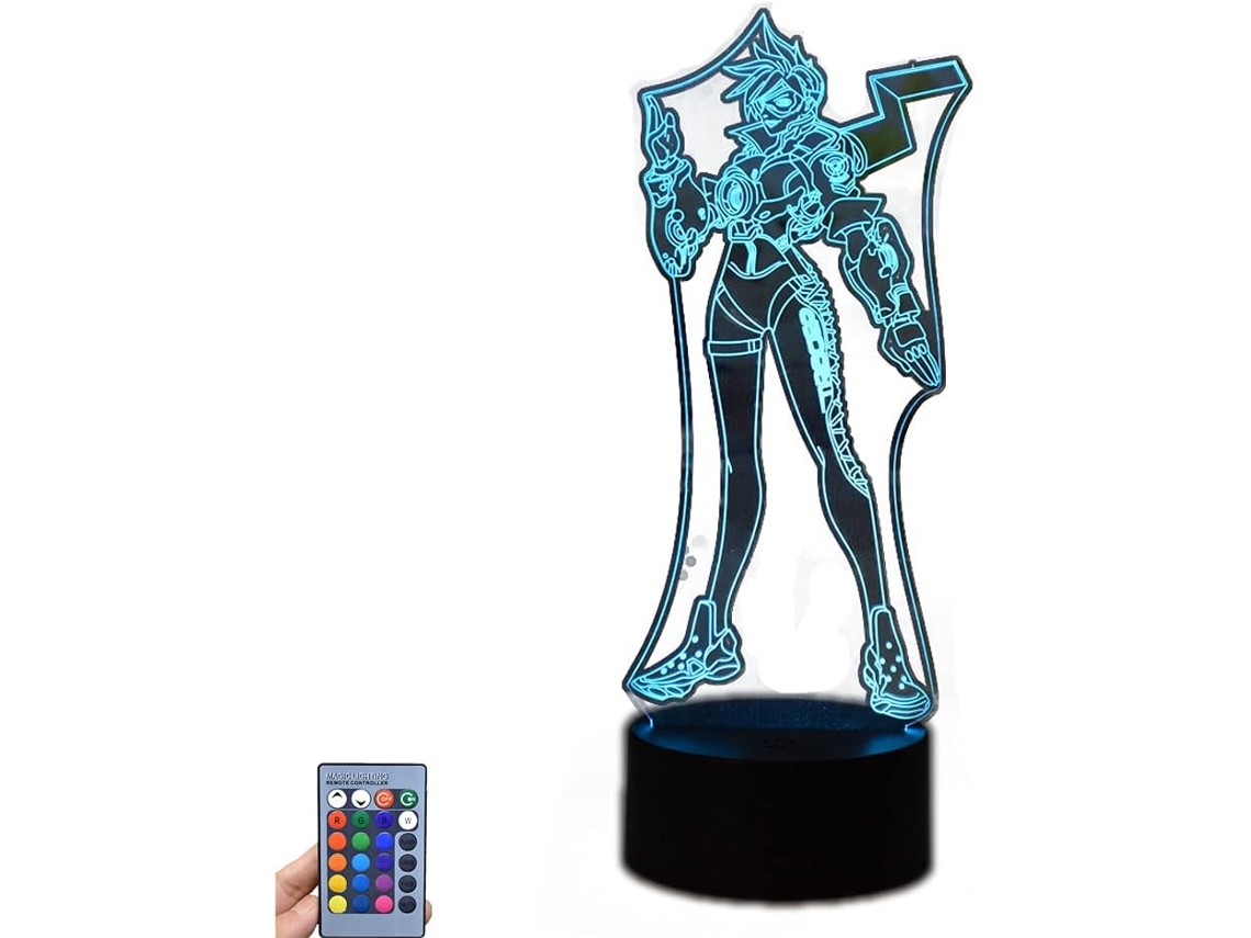 Game Ow Tracer, Luz Noturna LED, Luz de Ilusão 3D, Controle Remoto/USB Touch 16 Cores, Decoração de Casa Slowmoose (Controle Remoto Preto 16 Cores)