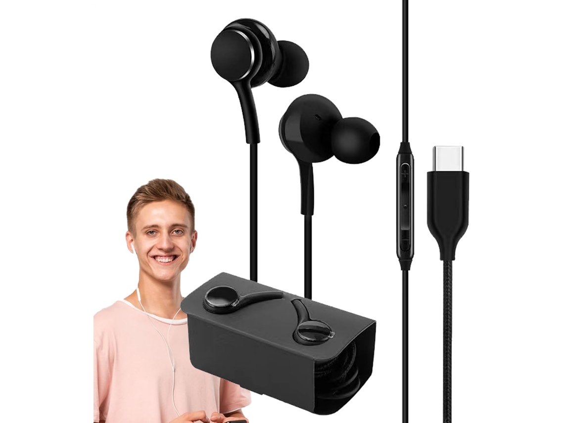 Fones De Ouvido Intra Auriculares Com Fio, Cancelamento De Ruído E Tecnologia Type C, Com Som Estéreo De Alta Fidelidade