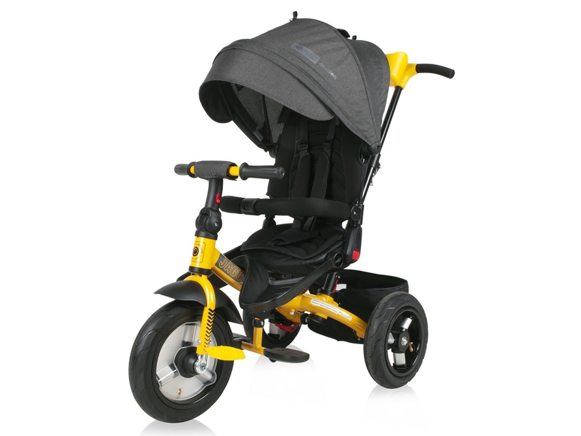 Triciclo Evolutivo Jaguar Com Capota, Assento Rotativo De 360º E Rodas Insufláveis De Lorelli - Black &amp; Yellow