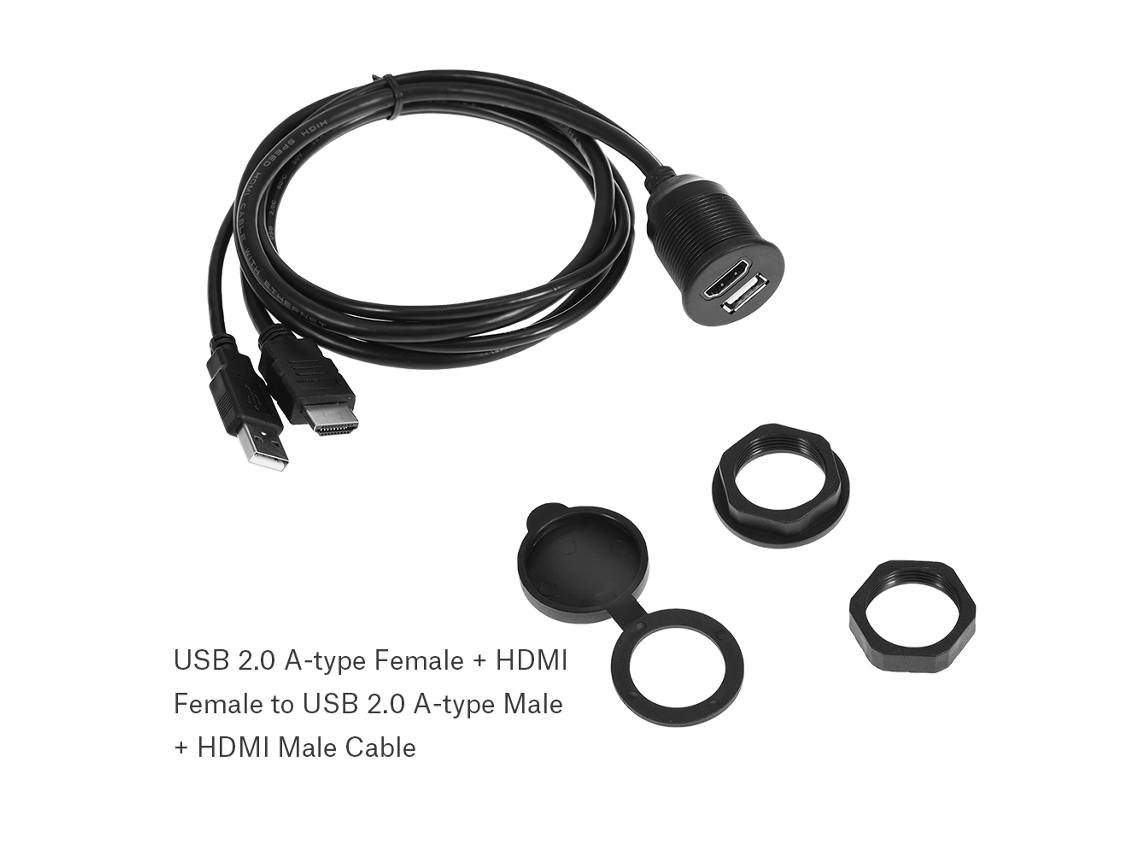 Cabo de Extensão 1 M para Painel Carro com Entradas Usb 2.0/3.0/3.5mm/aux/hdmi, Montagem Embutida, Código 5 AQUAFORGE