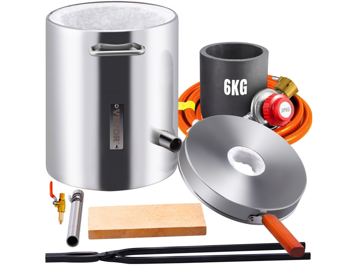 Conjunto De Forja A Propano 6 Kg Com Cadinho, Estrutura Inox E Pinça Reforçada Tekmaquinas