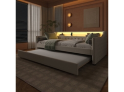 Mezanino cama 90x200cm com estrutura metálica, led, escada, guarda corpo, escrivaninha integrada branco KOMHTOM