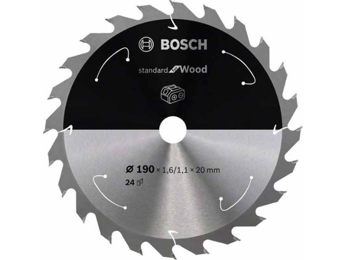 Disco de Serra Circular BOSCH Standard para Madeira Para Serras a Bateria 190x1.6/1.1x20 T24 para Serras Circulares Manuais