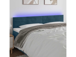 Vidaxl Cabeceira De Cama C/ Luzes Led Veludo 160x5x78/88cm Azul-escuro