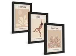 Composição De Quadrosformas Abstratas Por Matisse Moldura Preta Imagens Para Um Quarto Infantil Espelharte (3 Peças 20x30 Cm)