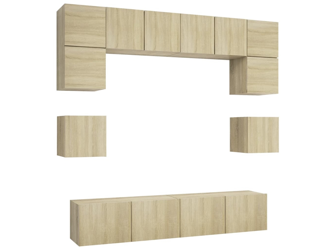 Tv Cabinet Set, Tv Cabinet Sets Vidaxl Marrom Madeira Processada (n/a)