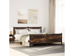 Vidaxl Estrutura De Cama Sem Colchão 183x213cm Metal Carvalho Fumado