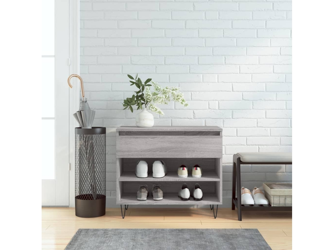 Vidaxl Sapateira 70x36x60 Cm Derivados De Madeira Cinzento Sonoma