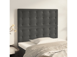 Cabecero de terciopelo de 2 piezas 90x5x78/88 cm gris oscuro