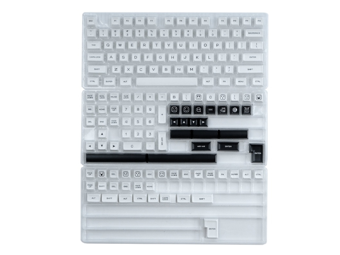 Lurelia Keycaps Qxa Profile Arch Theme Preto Branco Double 160 Teclas Para Teclado Mecânico