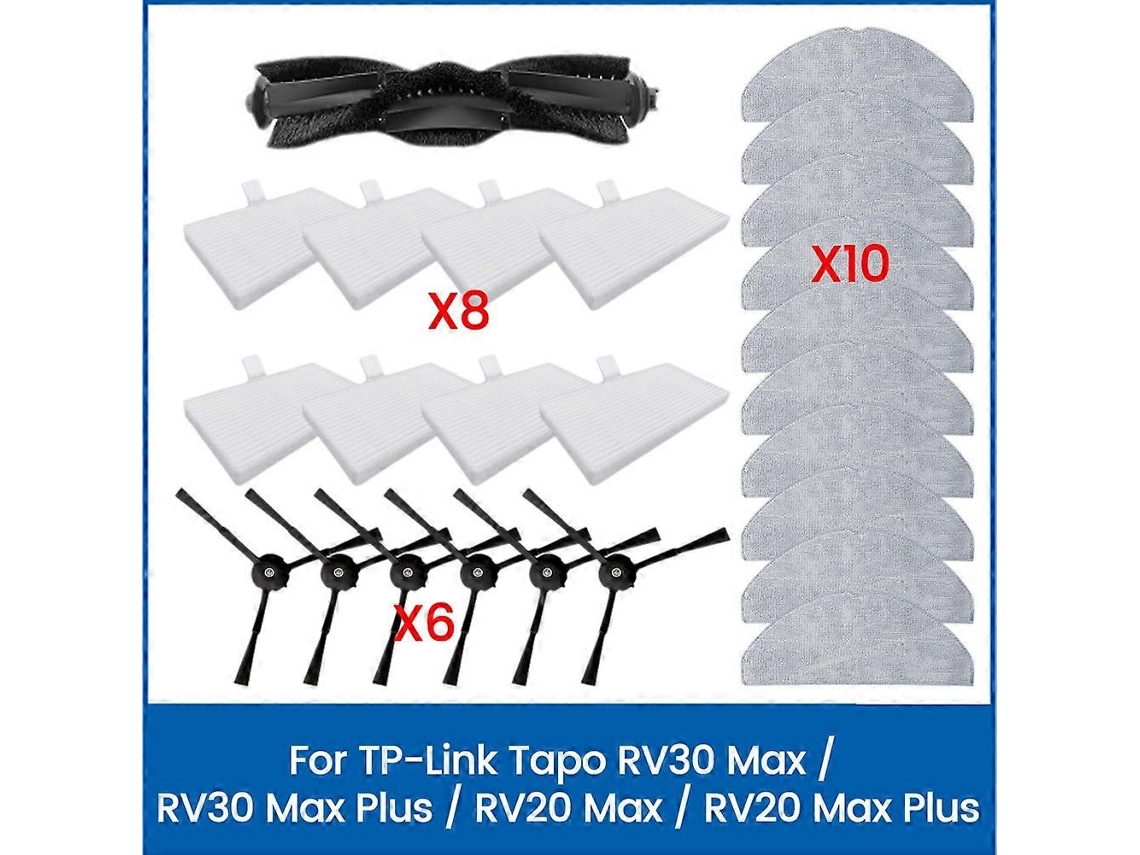 Kit Com 25 Peças De Reposição Para Rv30 Max/rv30 /rv20 Max/rv20: Escova, Filtro Hepa E Pano De Limpeza.