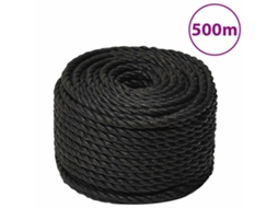 Vidaxl Corda De Trabalho 10 Mm 500 M Polipropileno Preto