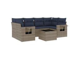 Conjunto de Sofá de Jardim, 7 Peças, Almofadas, Rattan Cinza MAISON EXCLUSIVE