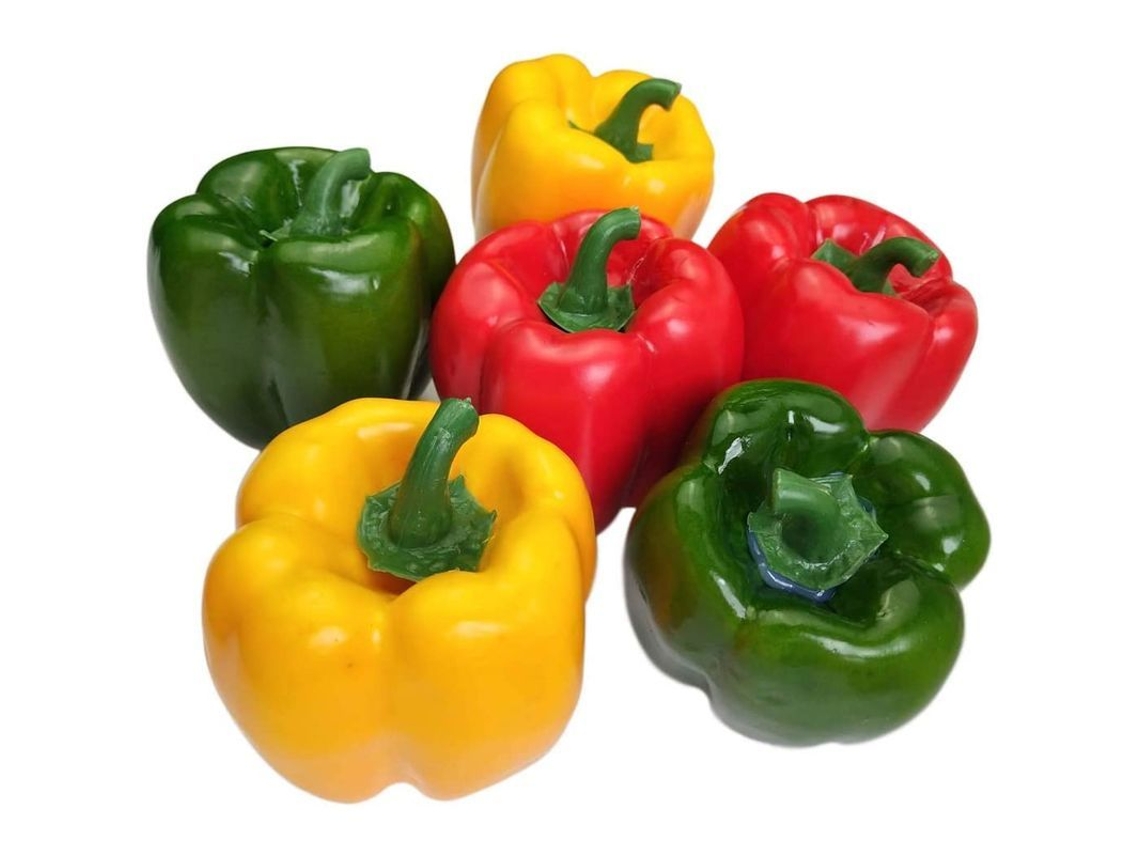 Pimentões Artificiais Decorativos Vegetais De Espuma Coloridos 6 Peças Vermelho Verde Amarelo