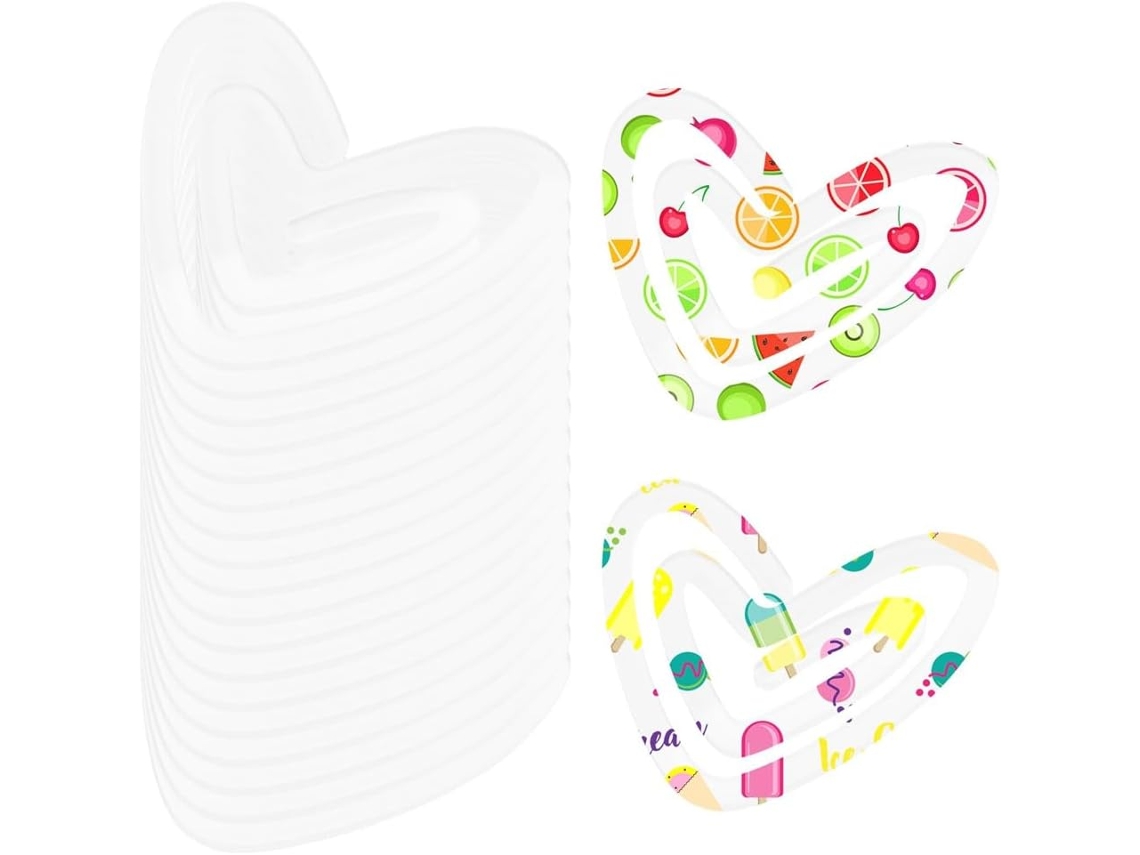 20-clips De Papel Acrílicos Em Formato Coração Sublimação, 7, 9x 6, 9cm, Modelos De Clips