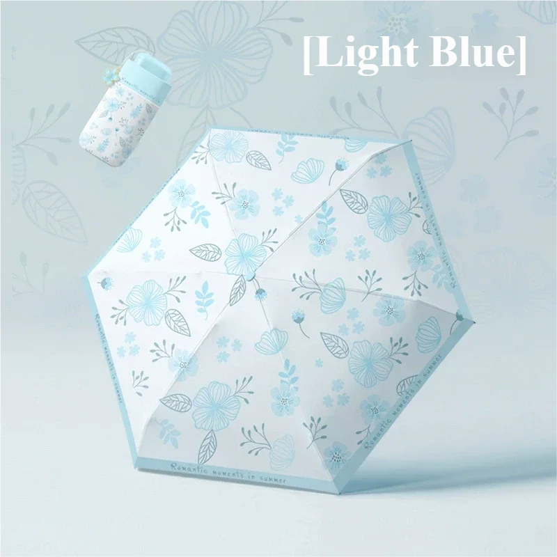 (azul Celeste 6k) Guarda-chuva Plano Ultraleve De Seis Dobras, Guarda-sol Portátil