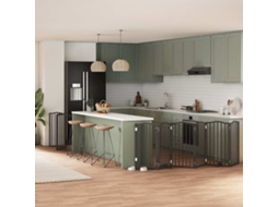 Vidaxl Portão P/ Cães Com Porta Dobrável 9 Painéis 450 Cm Álamo Preto