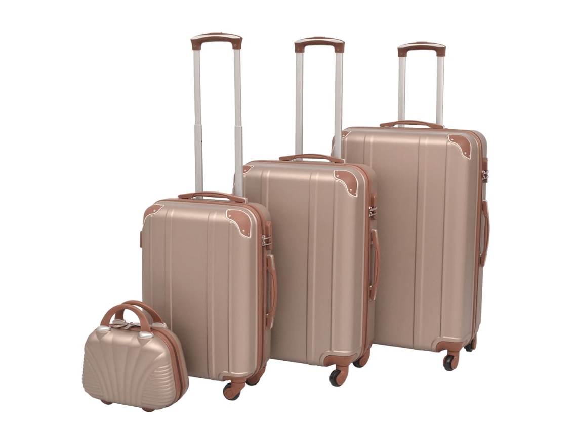Vidaxl Conjunto De Tróleis Em Estojo Rígido 4 Pcs Champanhe
