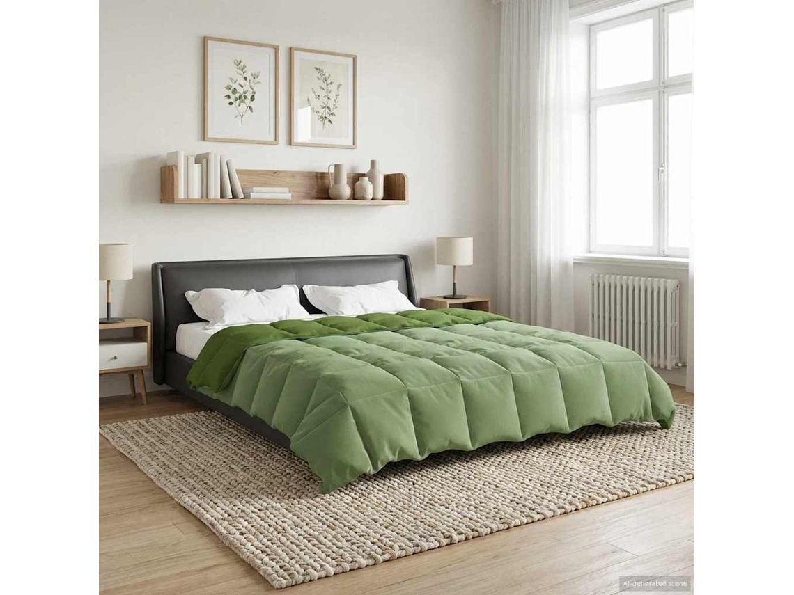 Vidaxl Edredom De Verão Simples 240 X 260 Cm Verão Verde Respirável