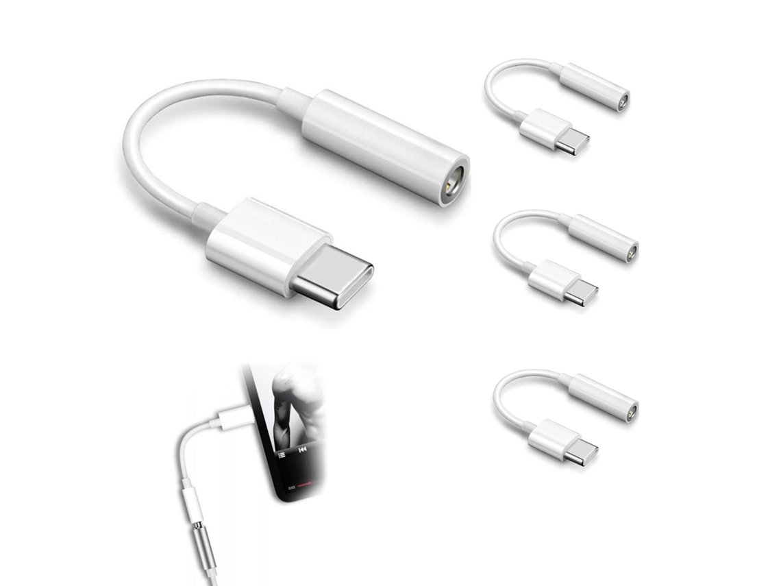 Adaptador Usb c para Conector de 3,5 Mm Cabo Áudio Smartphones e Tablets Branco AQUAFORGE