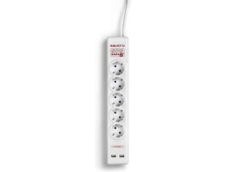 Tomada  SPS SAFE 5 + 2 USB Branca