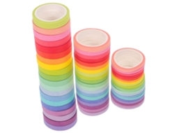 Conjunto de 60 rolos de papel washi adesivo com núcleo sólido e colorido, 3 tamanhos: 5, 7 e 5 mm, para artesanato.