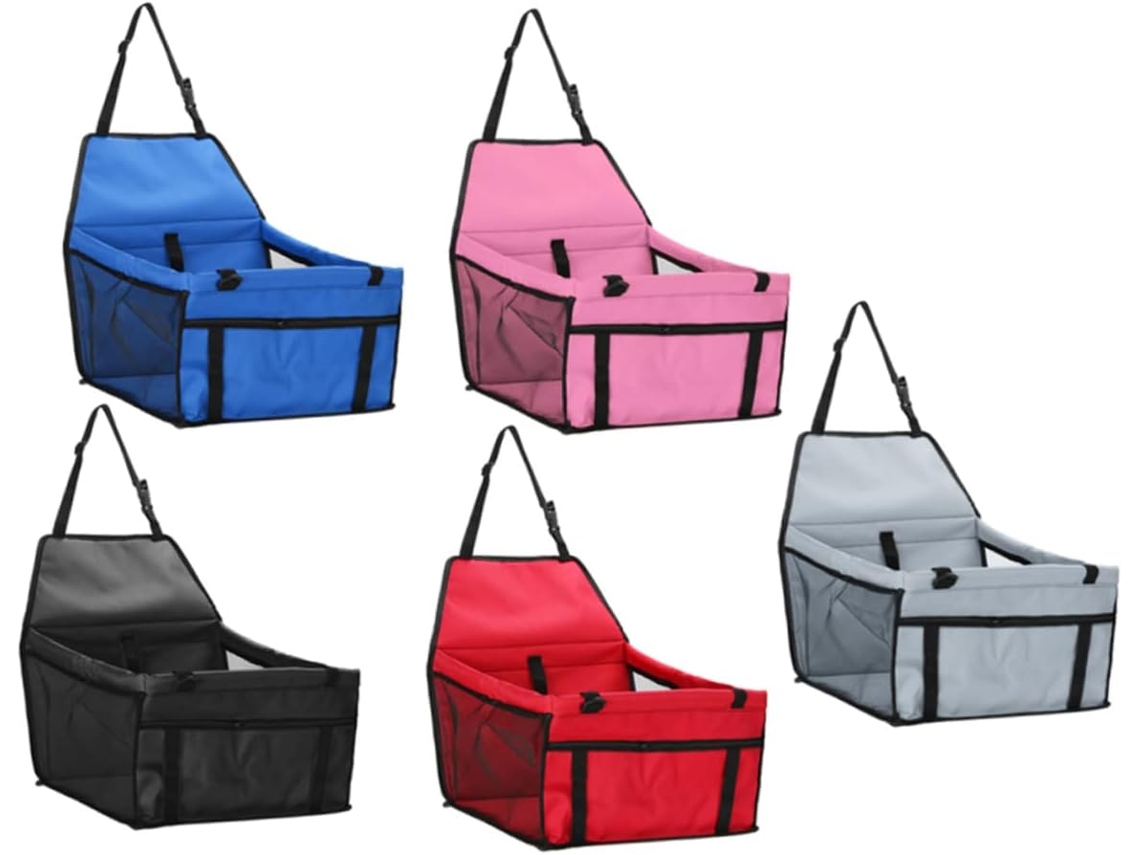 Bolsa De Transporte Para Cães Em Pvc Preto Para Assento De Carro, Fivela Ajustável, Proteção Ideal.
