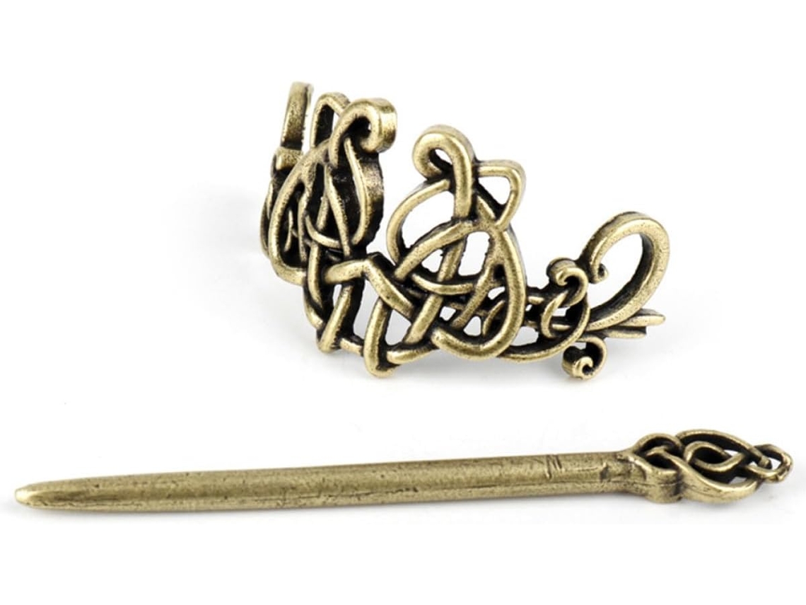 Presilhas de cabelo fáceis de usar, conjunto de 2 unidades, estilo viking vintage em metal.