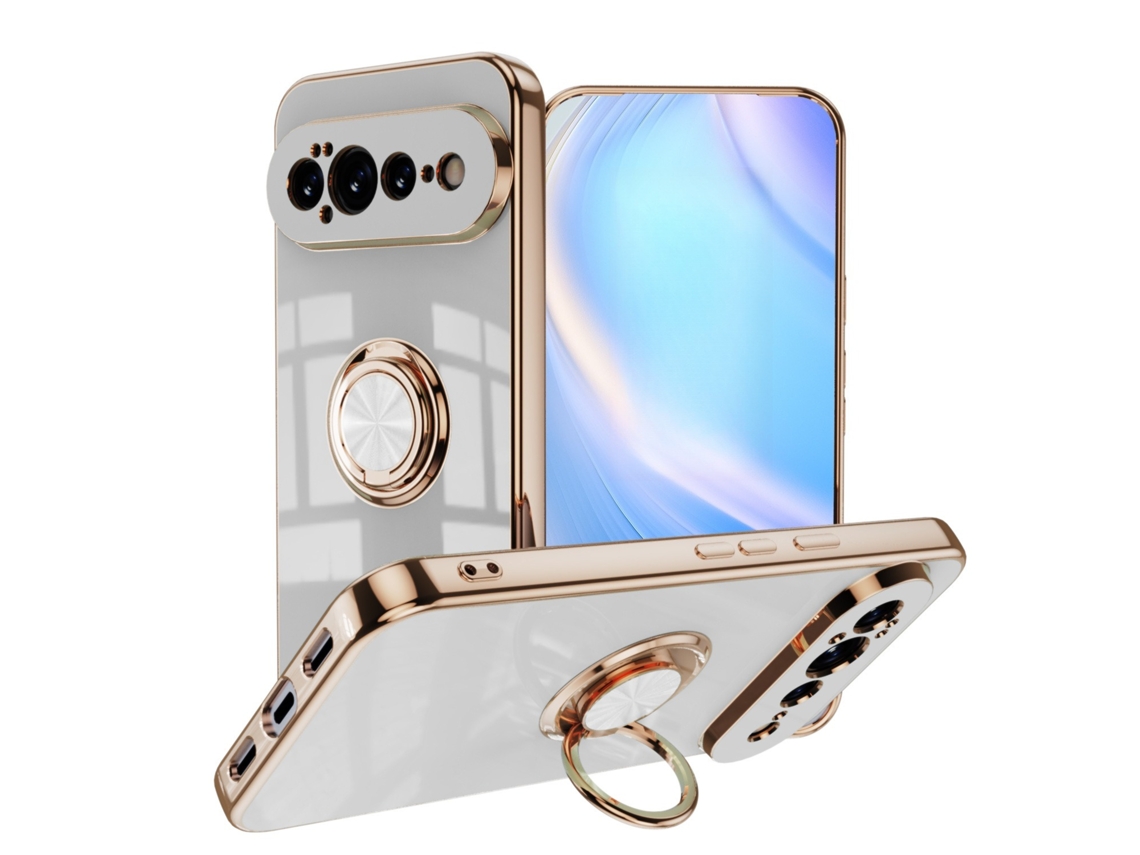 Capa Protetora Com Eletrodeposição Para Google Pixel 11 Com Anel (branco)