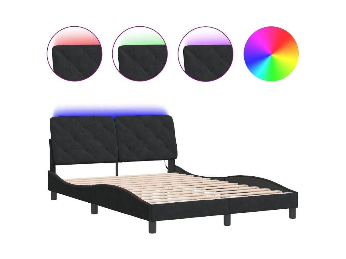 Bed Frame, Bed Frames Vidaxl Preto Veludo (140 X 190 Cm)