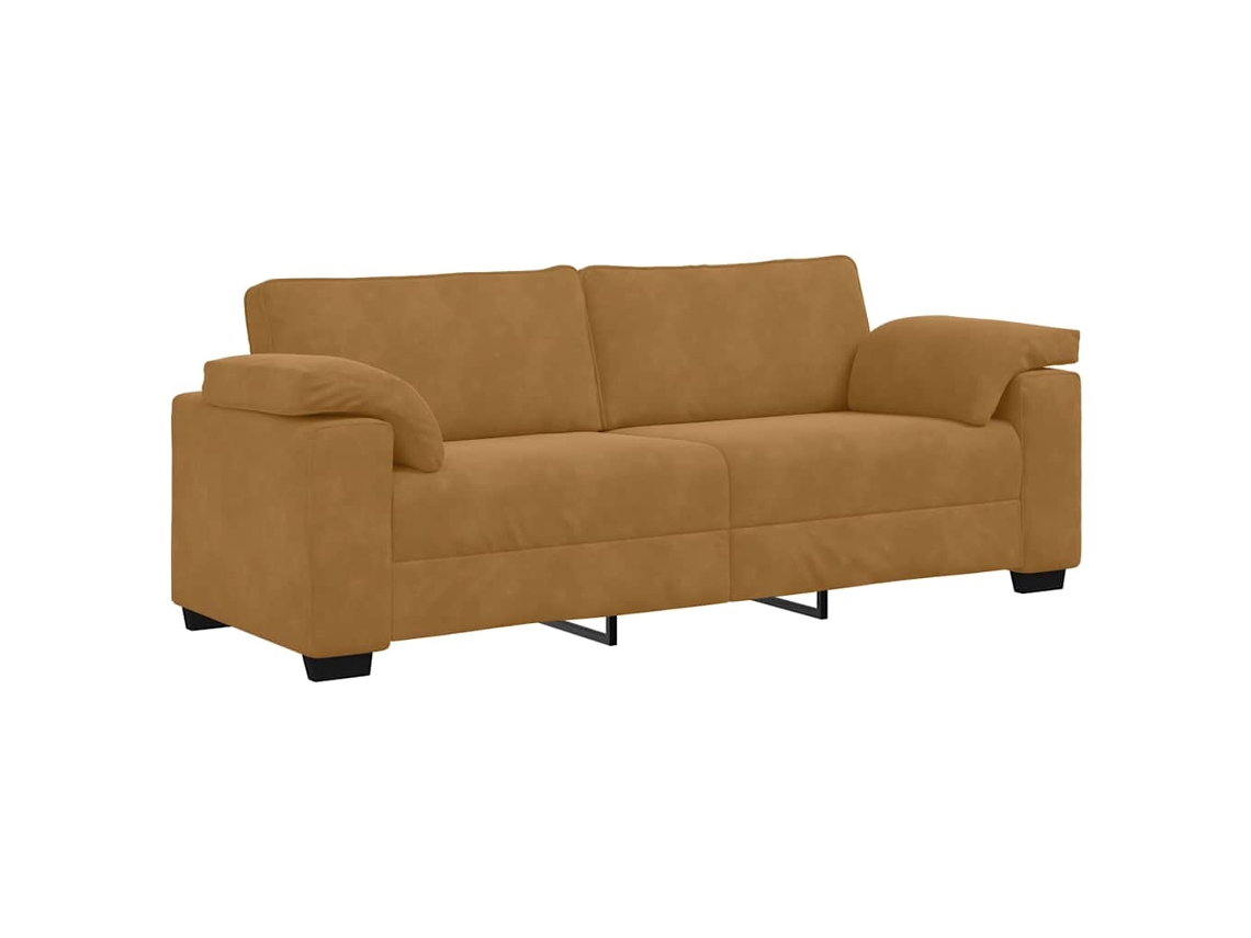 Sofá de 3 Lugares 220x77x82 Cm Veludo Castanho MAISON EXCLUSIVE
