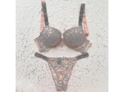 Conjunto de Sutiã e Calcinha Sem Costura com Arame de Apoio, Decoração de Strass, Estilo Cotidiano Vermelho