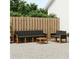 Vidaxl Conjunto De Sofás Para Exterior 7 Unid. Natural E Preto
