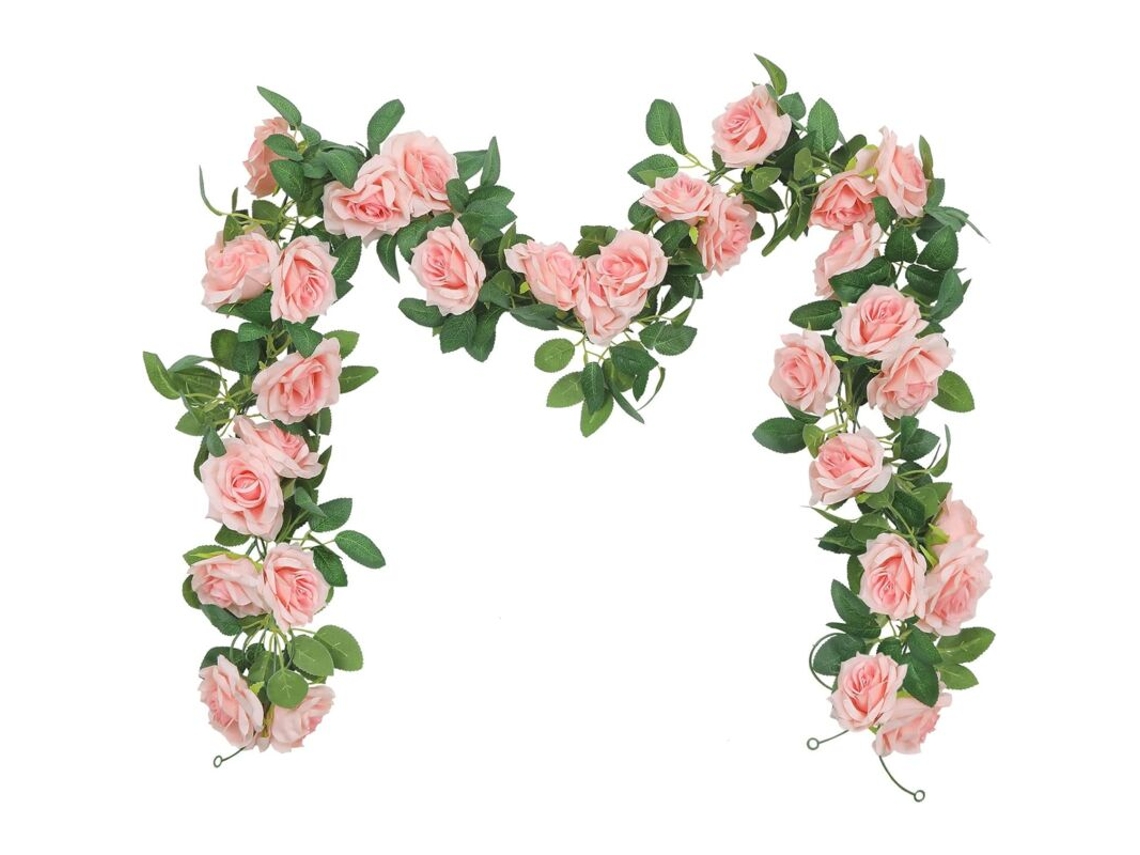 Guirlandas de Flores Artificiais Suspensas , 6m de Altura, com Motivos de Hera e Rosas BRILVIBERA (pacote com 3)