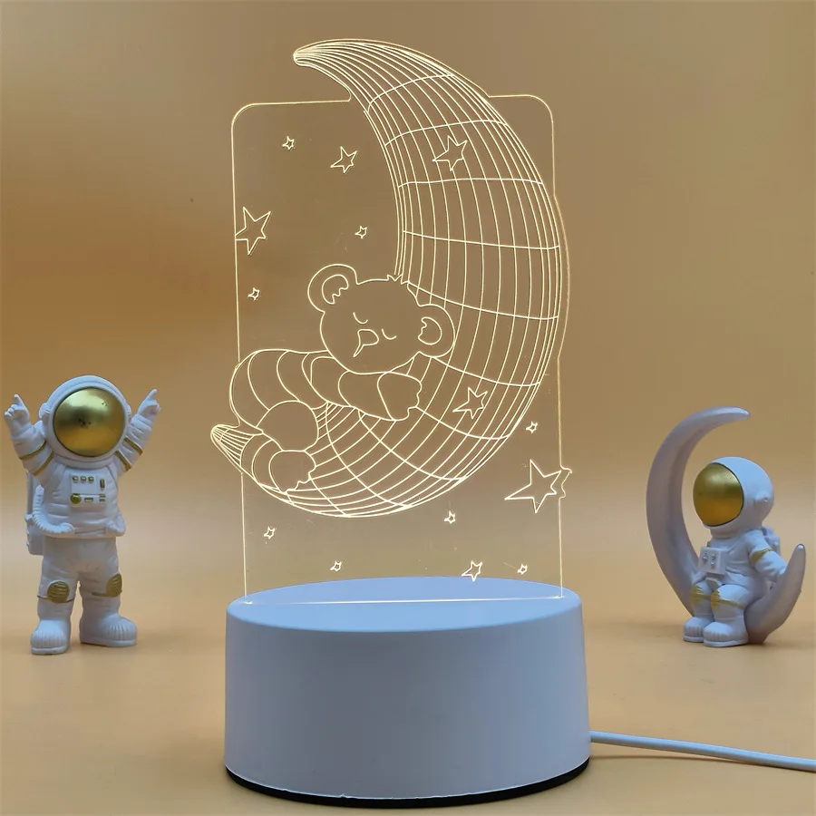 Luminária Noturna Led Usb 3d em Acrílico , Ideal para Decoração de Casa e Quarto. MDUG (7 Cores)