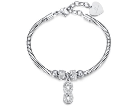 Bracelete Luca Barra Momento Bonito Aço Cristal Comprimento 16,5 3 Cm